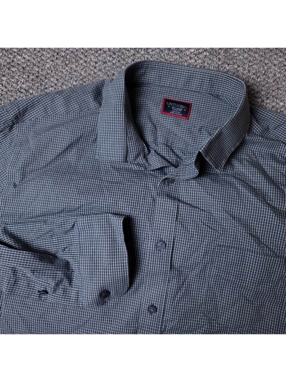 UNTUCKit Alessio Shirt Mens 2XL Blue Button Long Sleeve Checkered Cotton